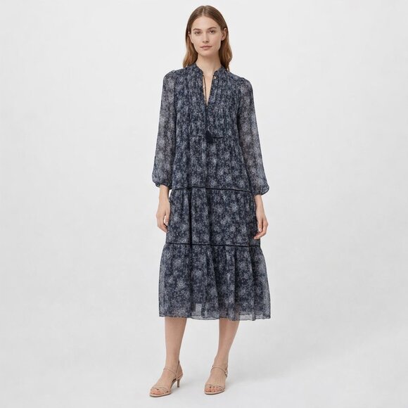 Lucky Brand Dresses & Skirts - Lucky Brand Women's Floral Long Sleeve Midi Dress NWOT Lined Ribbon Detail